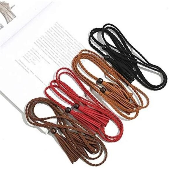 Waist Chain/Rope with Tassel Beads Vintage Style 57 inch -Pack of 3(black Coffee main image 5